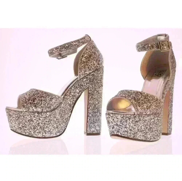 Women's Speed Limit 98 Okaley Platform Glitter New Years Party Heels Sz 5.5 $60 - Picture 6 of 7
